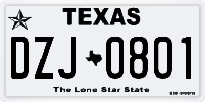 TX license plate DZJ0801