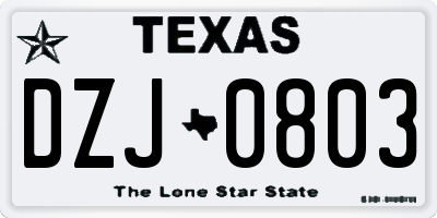 TX license plate DZJ0803
