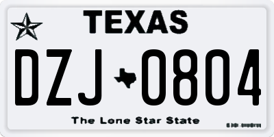 TX license plate DZJ0804