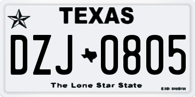 TX license plate DZJ0805