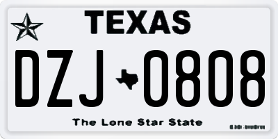 TX license plate DZJ0808