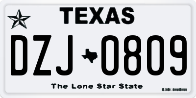 TX license plate DZJ0809