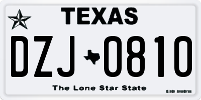 TX license plate DZJ0810