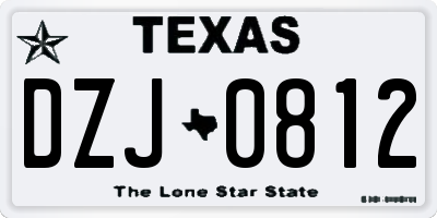 TX license plate DZJ0812
