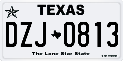 TX license plate DZJ0813