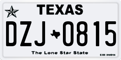 TX license plate DZJ0815