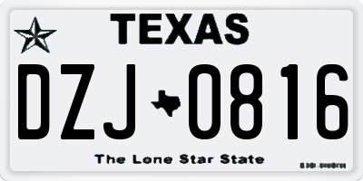 TX license plate DZJ0816