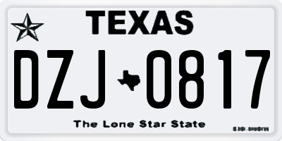 TX license plate DZJ0817