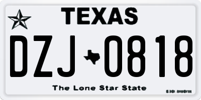 TX license plate DZJ0818