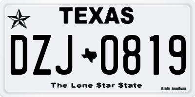 TX license plate DZJ0819