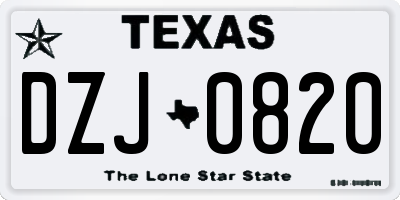 TX license plate DZJ0820