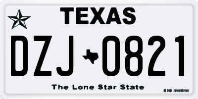 TX license plate DZJ0821