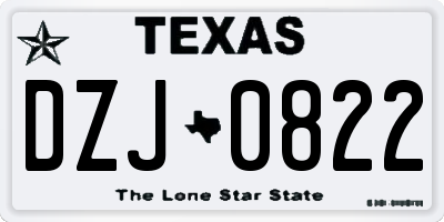 TX license plate DZJ0822