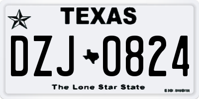 TX license plate DZJ0824
