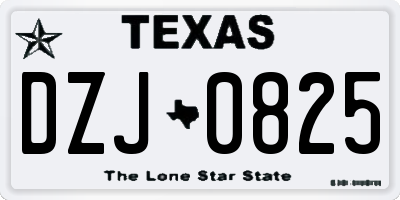 TX license plate DZJ0825