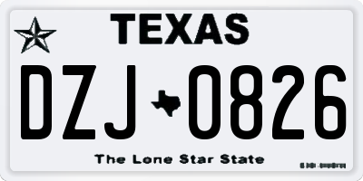 TX license plate DZJ0826