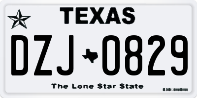 TX license plate DZJ0829