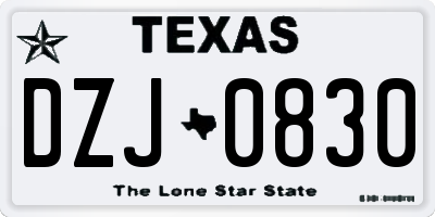 TX license plate DZJ0830