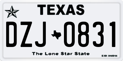 TX license plate DZJ0831