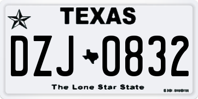 TX license plate DZJ0832