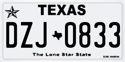 TX license plate DZJ0833