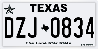 TX license plate DZJ0834