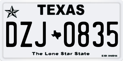 TX license plate DZJ0835