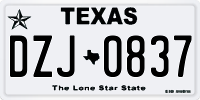 TX license plate DZJ0837