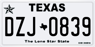 TX license plate DZJ0839