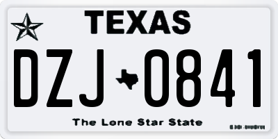 TX license plate DZJ0841