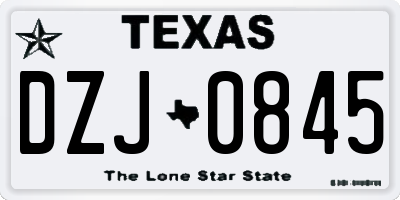 TX license plate DZJ0845