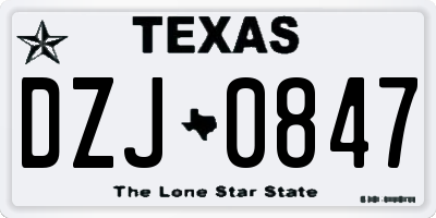 TX license plate DZJ0847