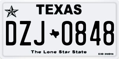TX license plate DZJ0848