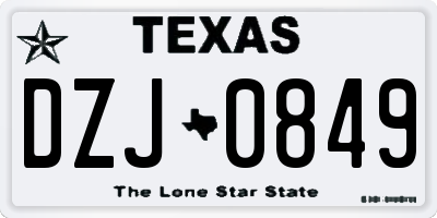 TX license plate DZJ0849