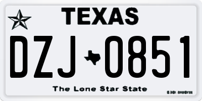 TX license plate DZJ0851