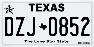 TX license plate DZJ0852