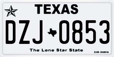 TX license plate DZJ0853