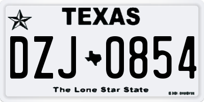 TX license plate DZJ0854