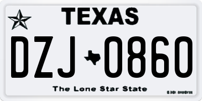 TX license plate DZJ0860
