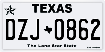 TX license plate DZJ0862