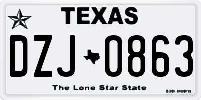 TX license plate DZJ0863