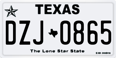 TX license plate DZJ0865