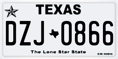 TX license plate DZJ0866