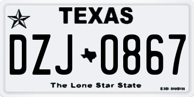 TX license plate DZJ0867