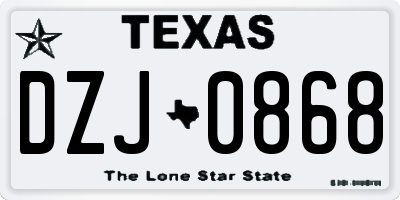 TX license plate DZJ0868