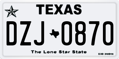 TX license plate DZJ0870