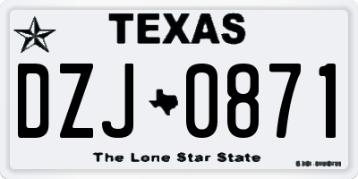 TX license plate DZJ0871