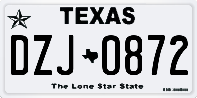 TX license plate DZJ0872