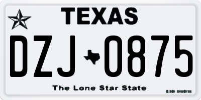 TX license plate DZJ0875