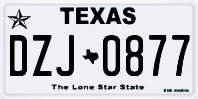 TX license plate DZJ0877